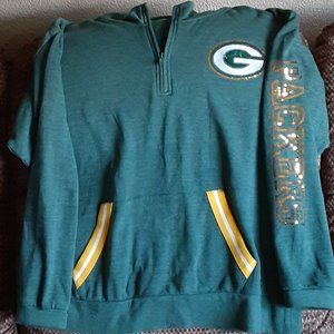 Women's 1/4 zip Green Bay Packers Bling Sweatshirt